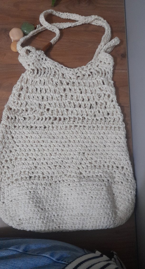 Beyaz Örgü Bohem Kadın Çanta - Görsel 2