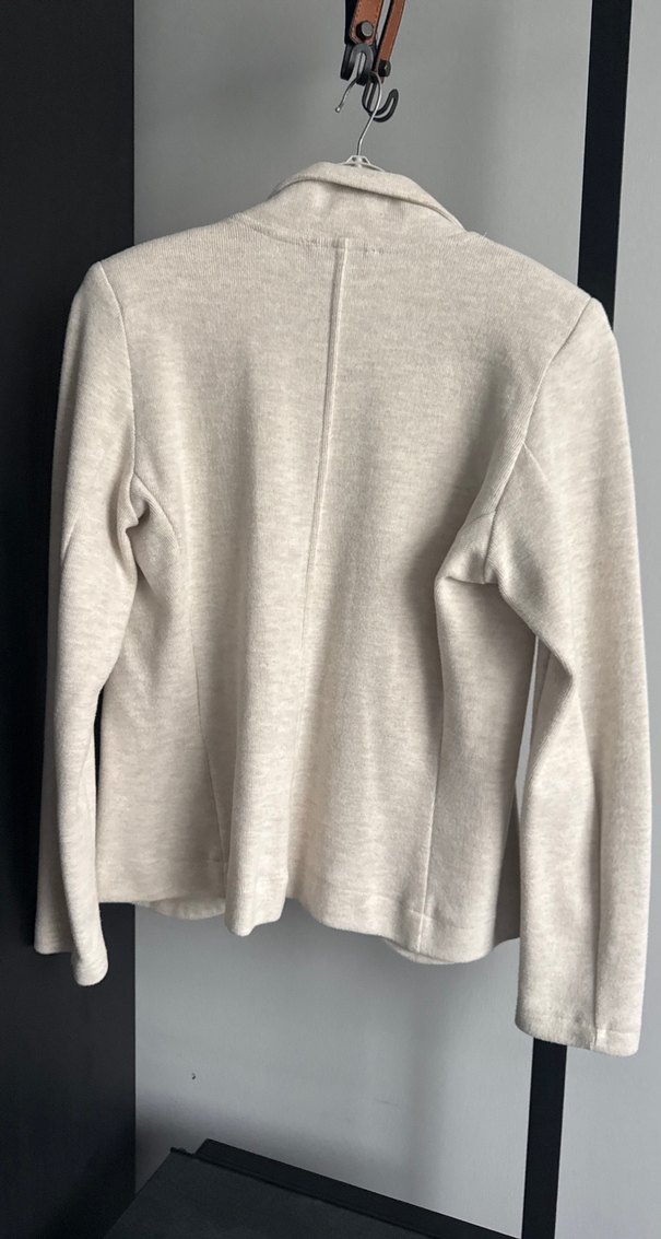 Düğmeli Bej Keten Kadın Blazer - Görsel 2