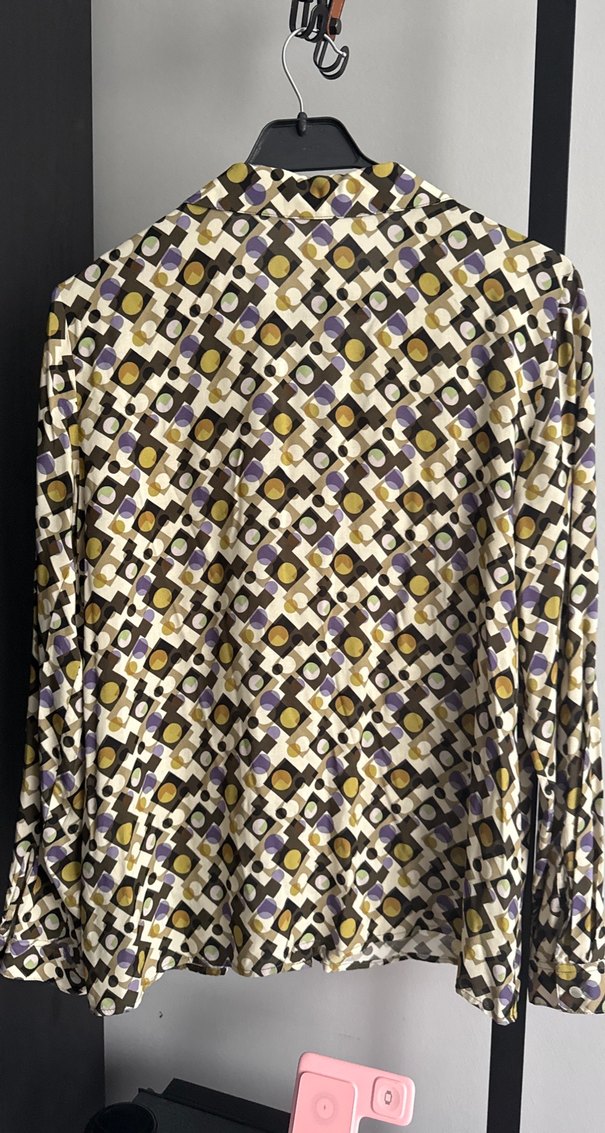 Kadın Çok Renkli Retro Desenli Gömlek - Görsel 3