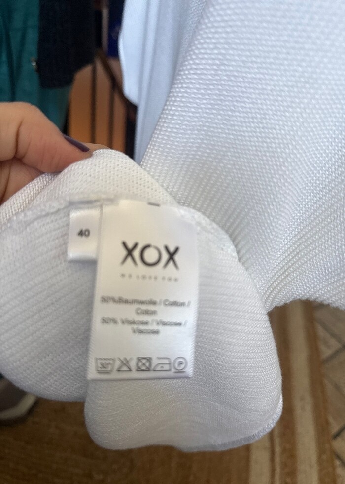 Beyaz bluz düşük kol, bol görünüm - Görsel 4