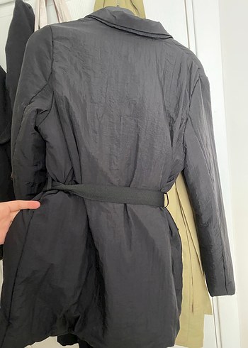 Siyah Kemerli Midi şişme yağmurluk - Görsel 3