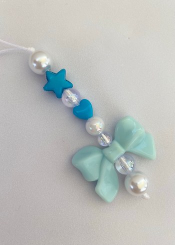 Pastel Renkli Boncuklu Fiyonk telefon charmı - Görsel 5