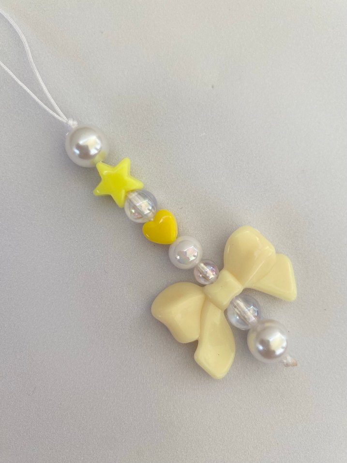 Pastel Renkli Boncuklu Fiyonk telefon charmı - Görsel 4