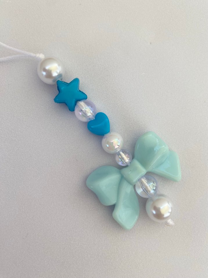 Pastel Renkli Boncuklu Fiyonk telefon charmı - Görsel 5