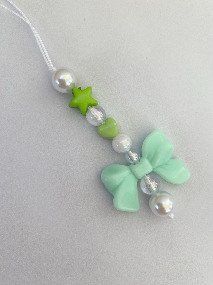 Pastel Renkli Boncuklu Fiyonk telefon charmı - Görsel 3