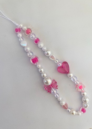 Pembe Boncuklu telefon charmı fiyonklu telefon charm - Görsel 4