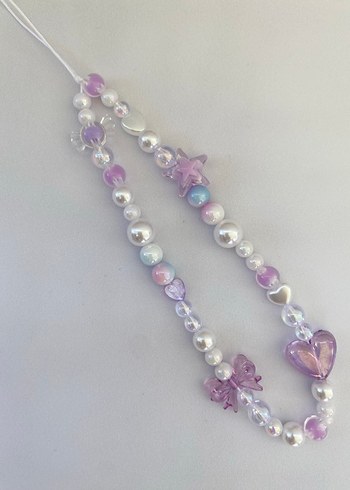 Mor Boncuklu telefon charmı kalpli telefon charm - Görsel 3