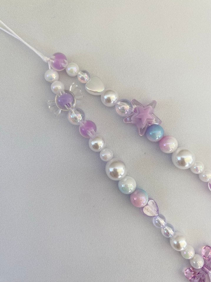 Mor Boncuklu telefon charmı kalpli telefon charm - Görsel 2