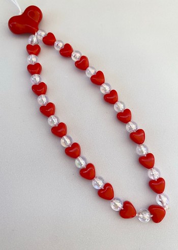 Kırmızı kalpli Boncuklu telefon Charm kalpli charm - Görsel 3