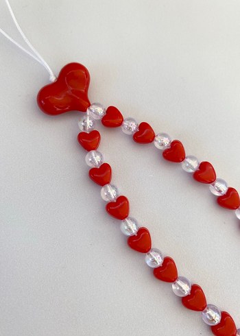 Kırmızı kalpli Boncuklu telefon Charm kalpli charm - Görsel 2