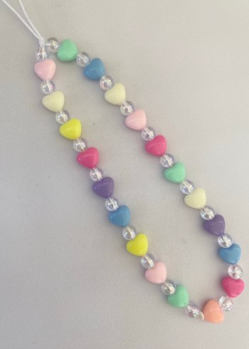 Renkli Boncuklu Kalpli telefon charmı rengarenk charm - Görsel 3