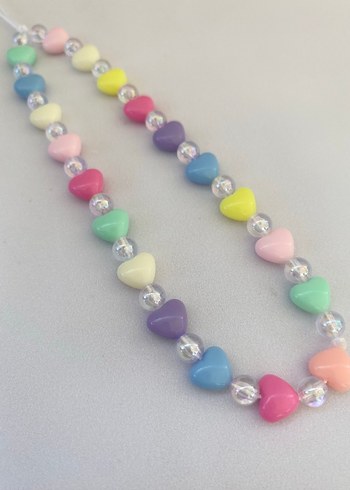 Renkli Boncuklu Kalpli telefon charmı rengarenk charm - Görsel 2