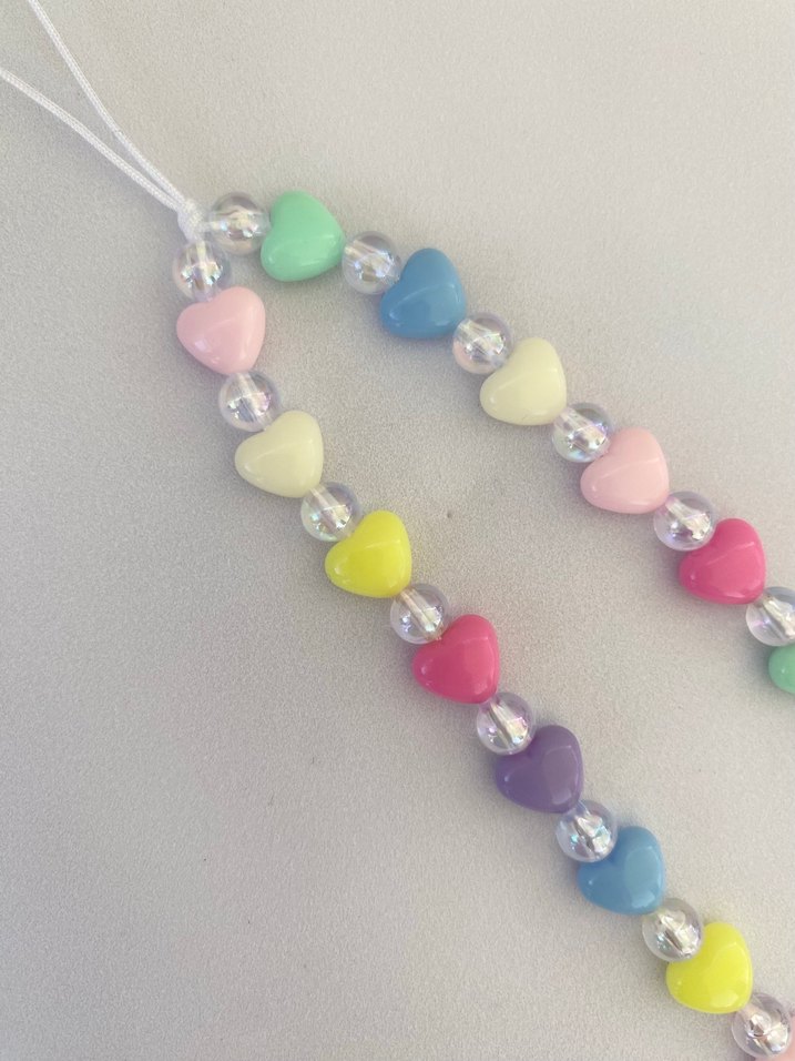 Renkli Boncuklu Kalpli telefon charmı rengarenk charm - Görsel 4