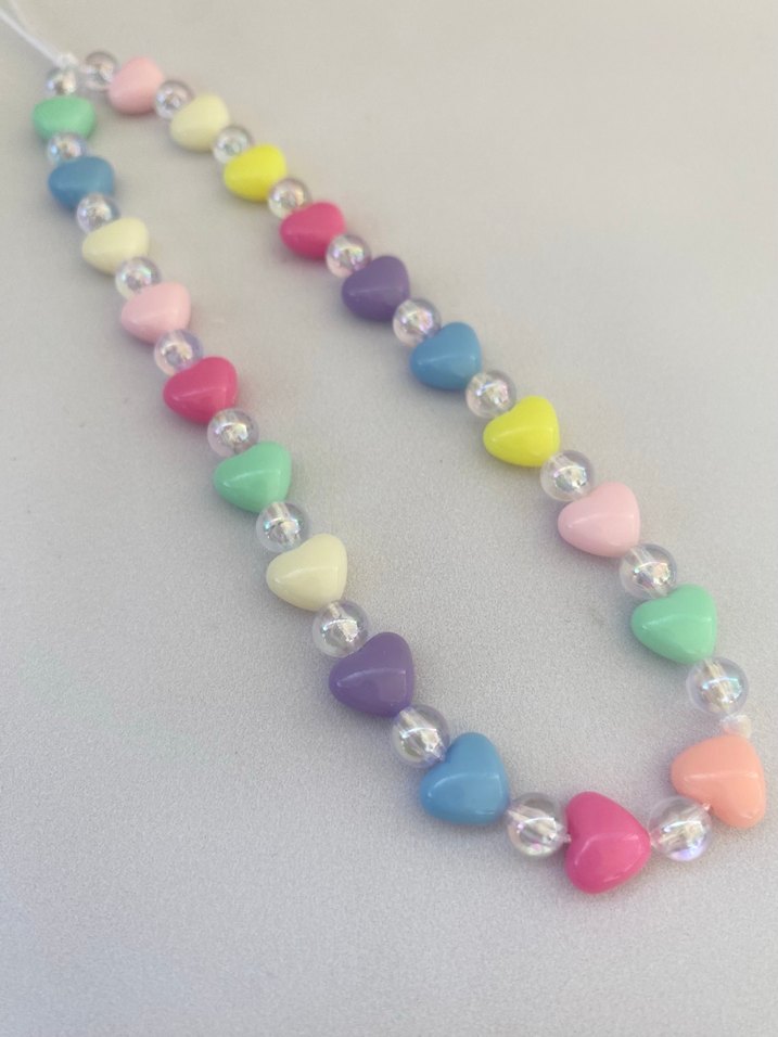 Renkli Boncuklu Kalpli telefon charmı rengarenk charm - Görsel 2