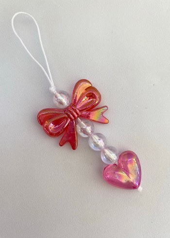 Fiyonklu kalpli telefon charmı cüzdan charmı çanta charmı - Görsel 5