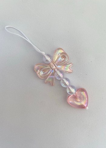 Fiyonklu kalpli telefon charmı cüzdan charmı çanta charmı - Görsel 3