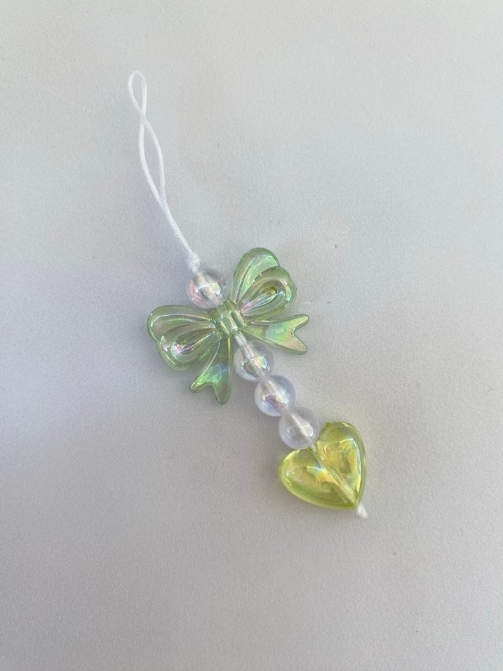 Fiyonklu kalpli telefon charmı cüzdan charmı çanta charmı - Görsel 4