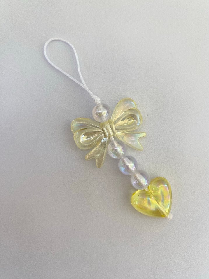 Fiyonklu kalpli telefon charmı cüzdan charmı çanta charmı - Görsel 2