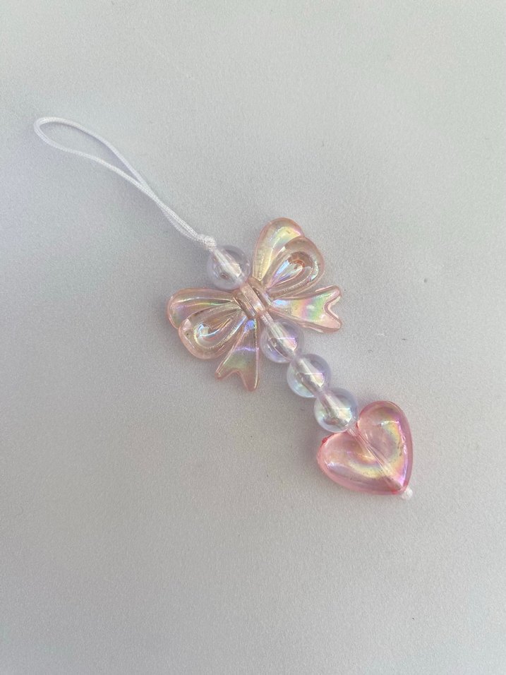 Fiyonklu kalpli telefon charmı cüzdan charmı çanta charmı - Görsel 3