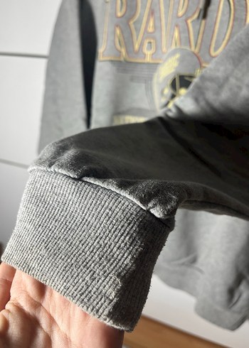 Diğer Gri Kapüşonlu Baskılı Sweatshirt