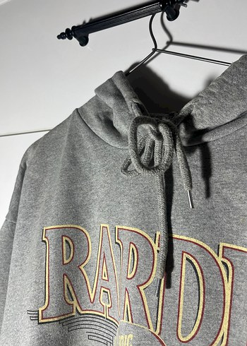 s Beden Gri Kapüşonlu Baskılı Sweatshirt