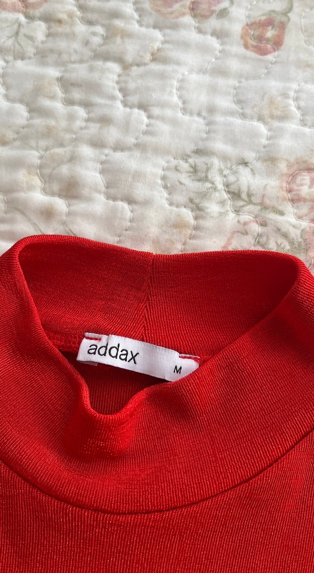 Kırmızı Uzun Kollu Yüksek Yakalı Kadın bluz - Görsel 3