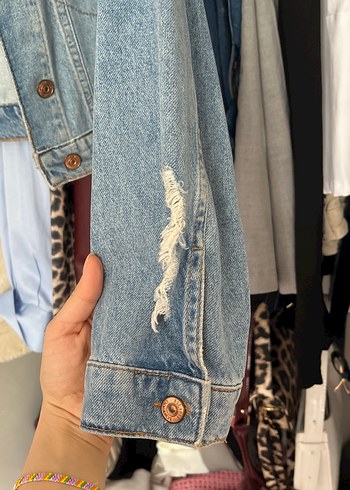 Kadın Mavi Denim  Ceket - Görsel 3