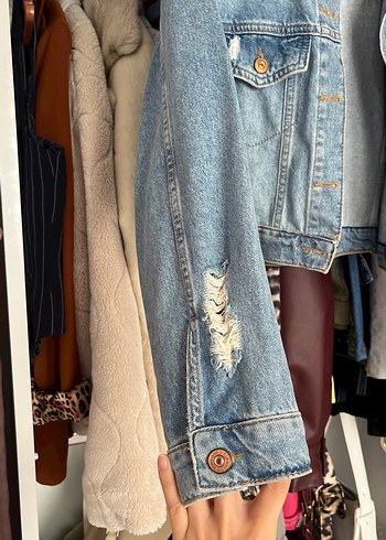 Kadın Mavi Denim  Ceket - Görsel 4