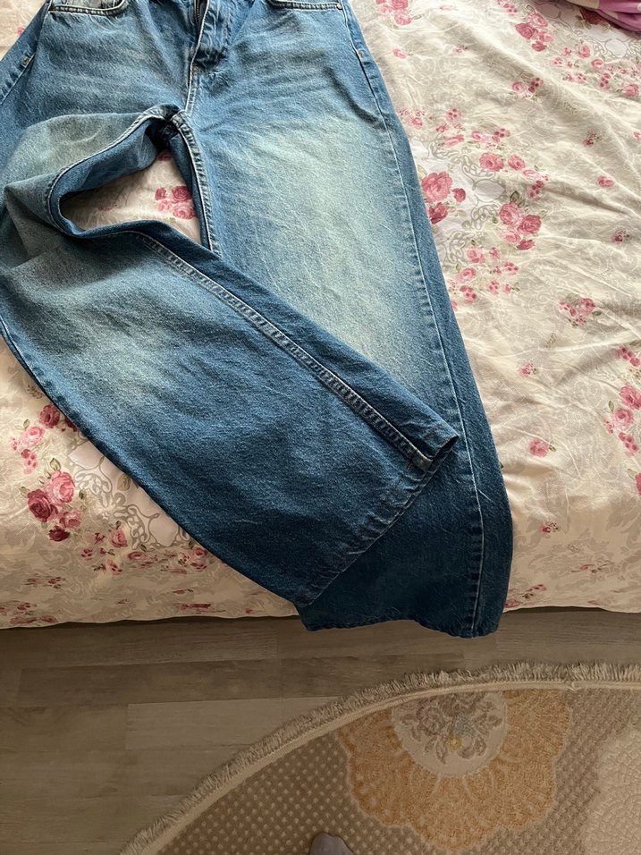 Bol Kesim Midi Denim Kadın Jean - Görsel 4