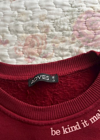 Bordo Kadın Sweatshirt, Bisiklet Yaka, Rahat Kesim - Görsel 4