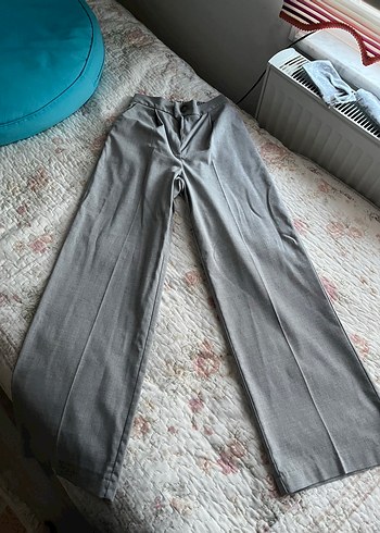 Gri palazzo Kadın Kumaş Pantolon - Görsel 2