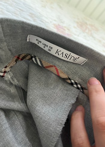 Gri palazzo Kadın Kumaş Pantolon - Görsel 3