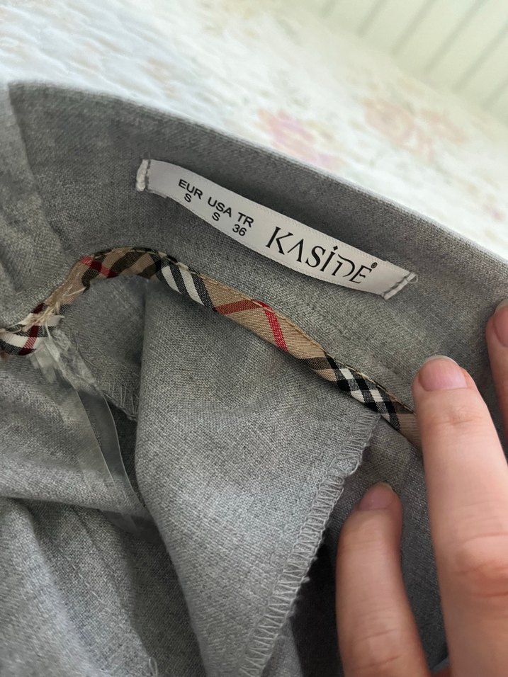 Gri palazzo Kadın Kumaş Pantolon - Görsel 3