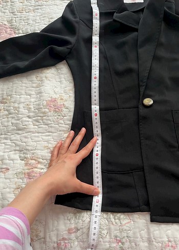 Düğmeli Siyah Kadın Ofis Blazeri - Görsel 8