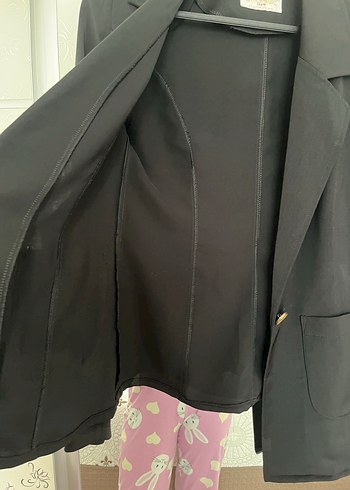 Düğmeli Siyah Kadın Ofis Blazeri - Görsel 4