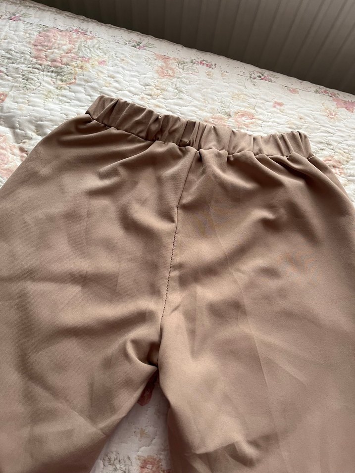 Bej Midi Kadın Kumaş Pantolon - Görsel 5