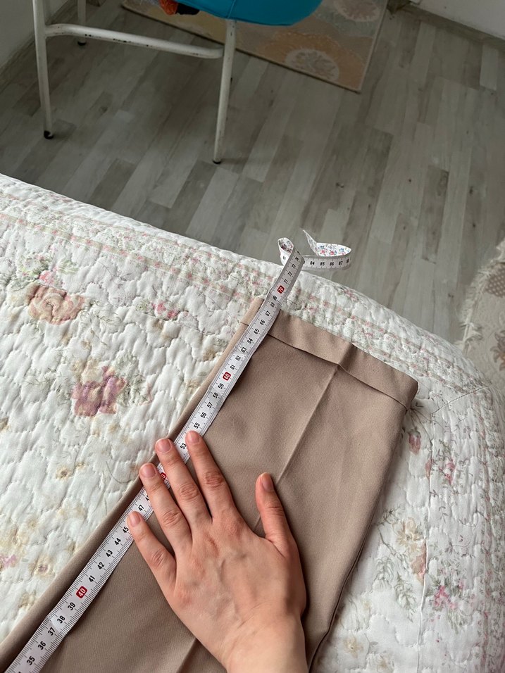 Bej Midi Kadın Kumaş Pantolon - Görsel 4