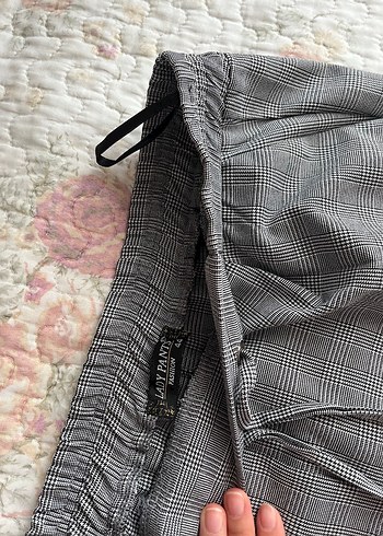 Gri Keten Pilili Midi Kadın Pantolon - Görsel 2