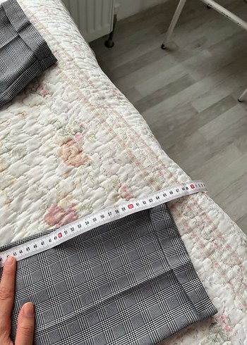 Gri Keten Pilili Midi Kadın Pantolon - Görsel 5