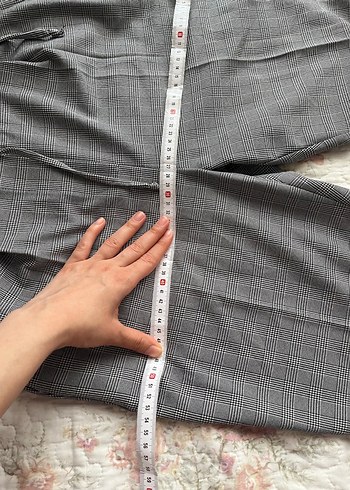 Gri Keten Pilili Midi Kadın Pantolon - Görsel 3