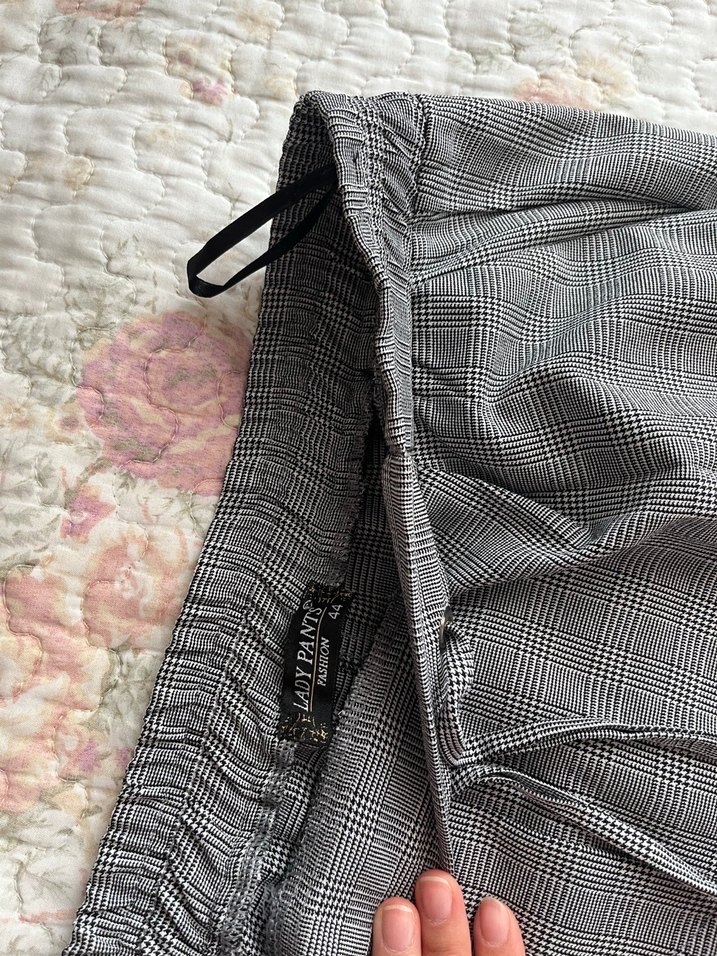 Gri Keten Pilili Midi Kadın Pantolon - Görsel 2