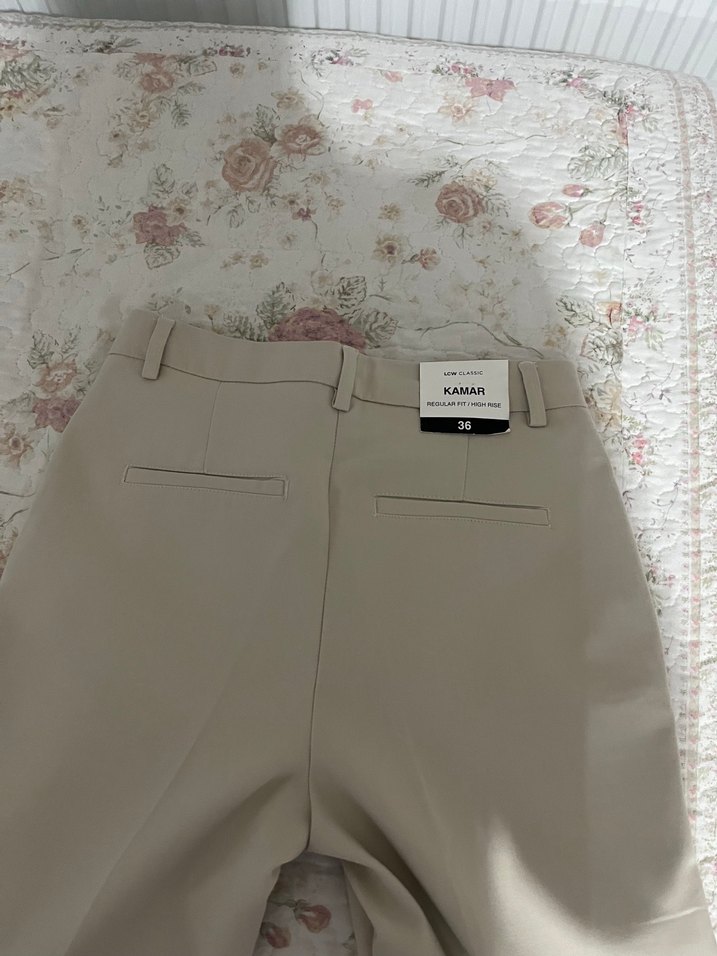 Bej Midi Kumaş Kadın Pantolon - Görsel 5