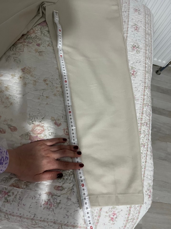 Bej Midi Kumaş Kadın Pantolon - Görsel 4