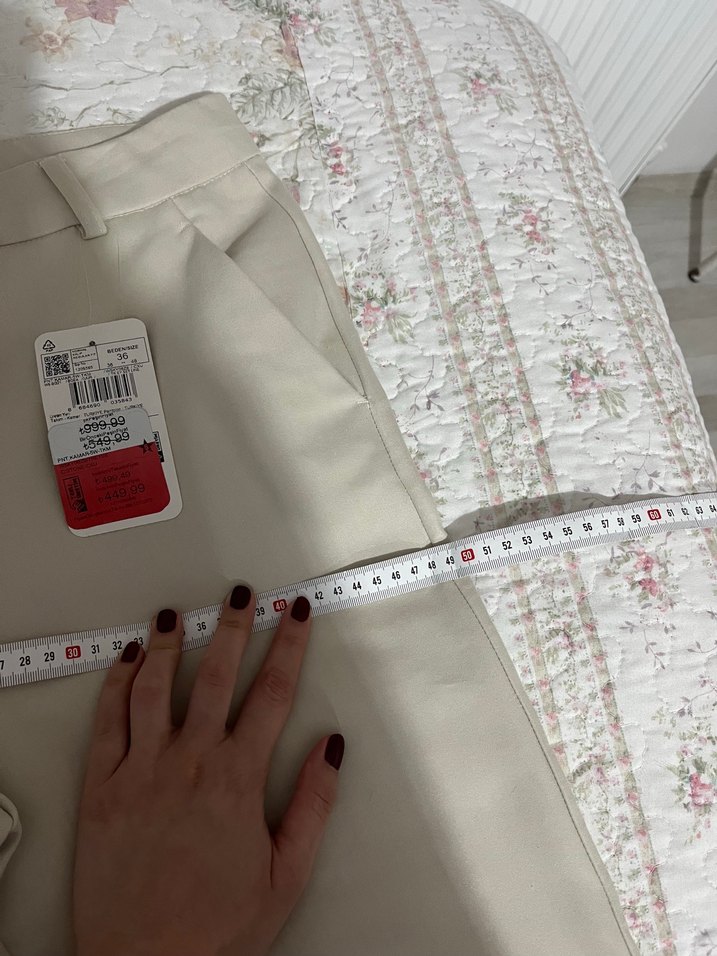 Bej Midi Kumaş Kadın Pantolon - Görsel 2