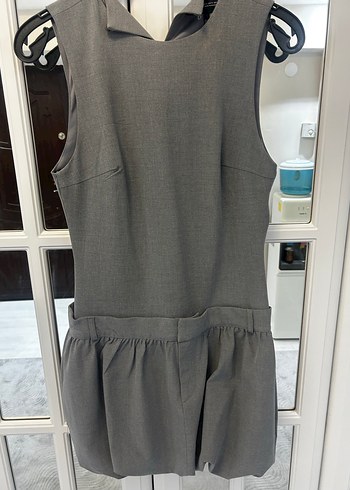 Gri Kemerli Kolsuz Mini elbise - Görsel 3