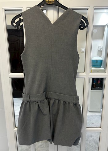 Gri Kemerli Kolsuz Mini elbise - Görsel 6