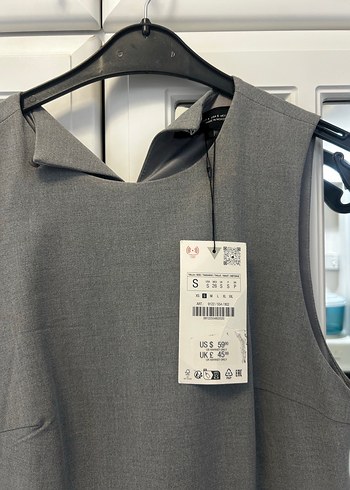 Gri Kemerli Kolsuz Mini elbise - Görsel 5