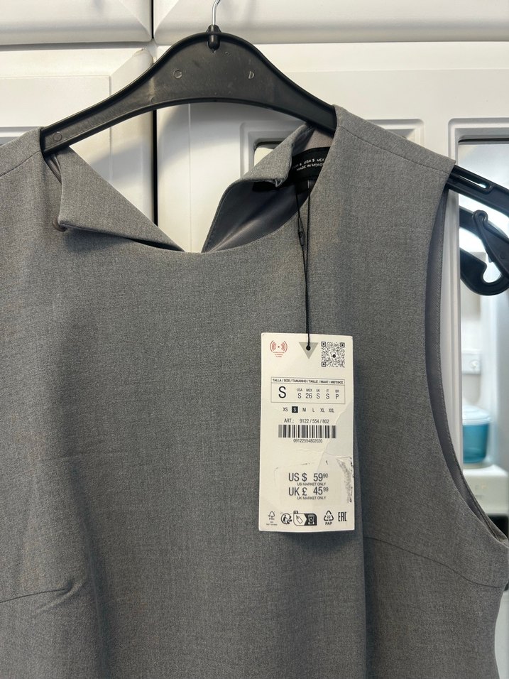 Gri Kemerli Kolsuz Mini elbise - Görsel 5