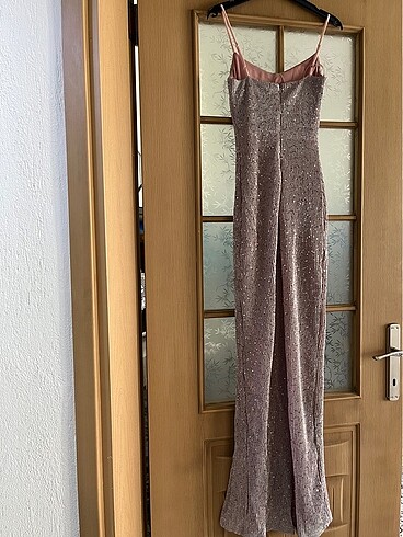 xs Beden pembe Renk Yırtmaçlı uzun abiye