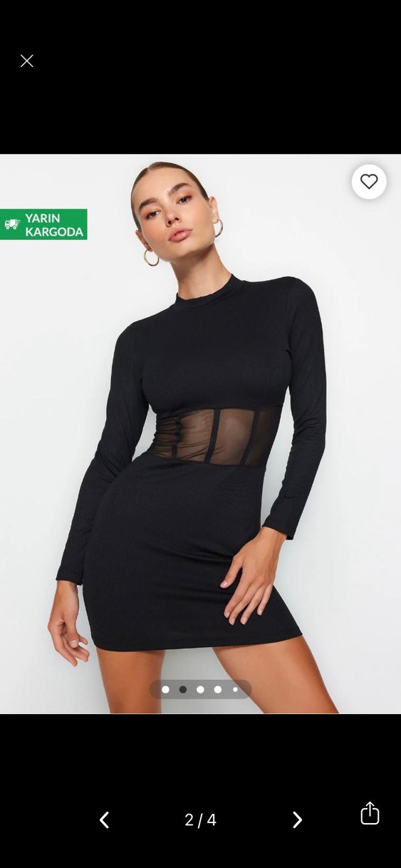 Siyah Korse Detaylı Mini Elbise - Görsel 2